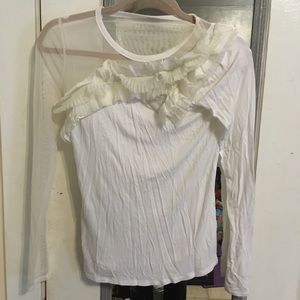 BCBG Mesh and Ruffle Blouse
